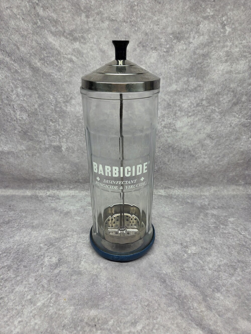 Vintage Barbicide Glass Container Germicide Disinfectant Barber Jar 11 1/2" Rare